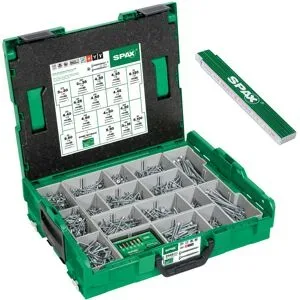 SPAX Schrauben-Set »L-BOXX WIROX«, Senkkopfschrauben, 16 Abmessungen, 2446 Stück, inkl. BITcheck und Zollstock