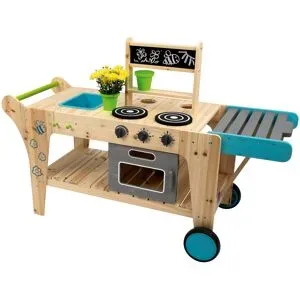PLAYTIVE Outdoor Matschküche auf Rädern, aus Echtholz