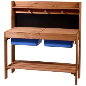 DOBAR Matschküche für Kinder, aus Holz, mit Kreidetafel