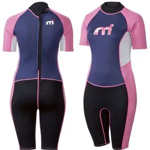 MISTRAL Damen Neoprenanzug, kurz, mit Reißverschluss am Rücken, schwarz/lila/pink