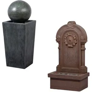 DOBAR Gartenbrunnen mit LEDs und Solar-Panel