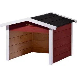 DOBAR Mährobotergarage, Holz, rot, L 76 x B 68 x H 52 cm