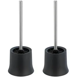 WENKO WC-Garnitur Basic Schwarz 2er Set, inklusive WC-Bürste