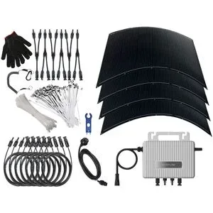 VALE GMBH Balkonkraftwerk 900Wp/800W, flexible Solarmodule, Full Black, WiFi, inkl. Befestigungsset