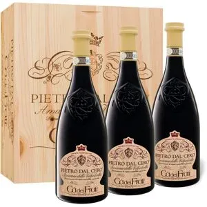 3 x 0,75-l-Flasche Cà dei Frati Pietro Dal Cero Amarone Della Valpolicella DOCG trocken, Rotwein 2018 - mit Holzkiste