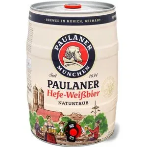 PAULANER Hefe-Weißbier Naturtrüb 5 Liter Bierfass mit Zapfhahn, Pfandfrei