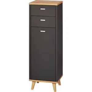 LIVARNO® Seitenschrank Corfu mit 1 Tür und 2 Schubkästen Eiche Artisan/anthrazit