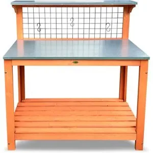 HABAU Gartentisch mit verzinkter Arbeitsfläche, Spalier und Ablageflächen