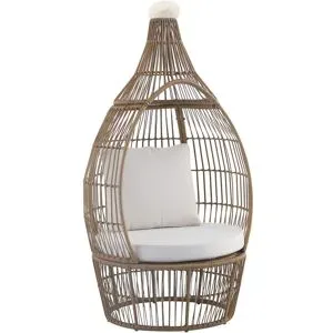 BETTER GARDEN Ei-Sessel mit Rattan, inkl. Kissen, braun/weiß