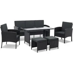 JUSKYS Polyrattan Gartenmöbel Sitzgruppe Turin schwarz
