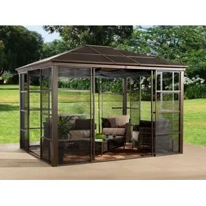 SOJAG Canada Pavillon »Castel«, aus Aluminium, inkl. Sonnensegel u. Insektenschutz, bronze