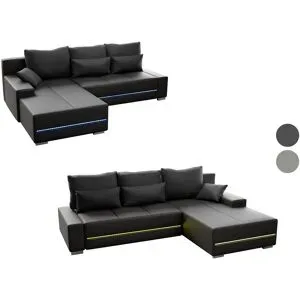 JUSKYS Sofa »Davos«, mit Ottomane und LED-Licht