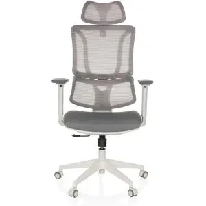 MYBUERO Bürostuhl / Drehstuhl ERGOMY W Sitz Stoff / Rücken Netzstoff  Grau