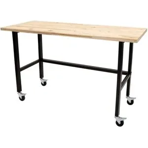 RIKTA Werkbank mit Rollen, B 140 X T 60 X H 84cm, 200kg Belastung, FSC 100%, Fichte