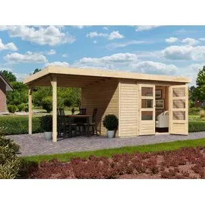Karibu Gartenhaus »Trundholm 2«, Flachdach, inklusive Schleppdach und Doppelflügeltür