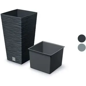 PROSPERPLAST Blumentopf »FURU SQUARE«, mit gerippter Struktur, quadratisch