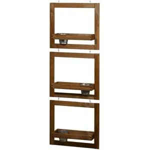 DOBAR Pflanztreppe Set zum Hängen inkl. Zinktöpfe, braun