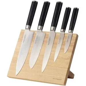 ECHTWERK Damaszener Messer Set 5tlg. Mit Magnet Messerblock