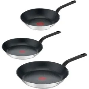 Tefal Edelstahl-Pfannenset Duetto Bakelite, 3-teilig