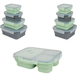 SILVERCREST® Faltbare Frischhaltedosen / Lunchbox, aus hitzebeständigem Silikon