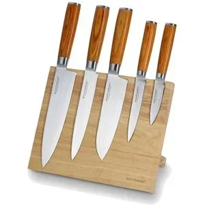 ECHTWERK Damaszener Messer Set 6tlg. Mit Magnet  Messerblock