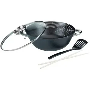 GSW Gusseisen-Wok mit Ablagegitter, Ø 32 cm, 5-teilig
