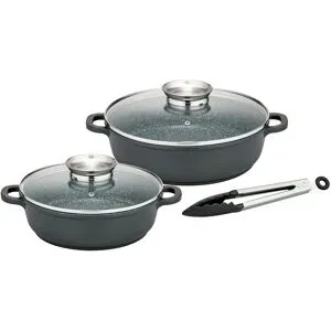 GSW Servierpfannen-Set Gourmet GRANIT 5-tlg. mit Aromadeckel