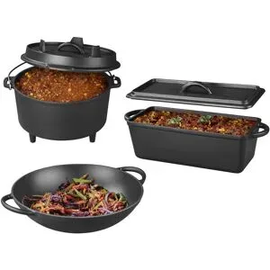 GRILLMEISTER Dutch Oven / Kastenform mit Deckel/ Grill-Wok