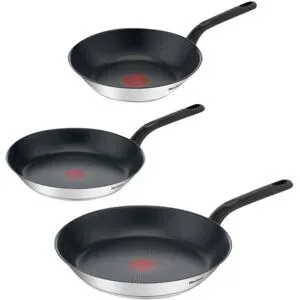 Tefal Edelstahl-Pfannenset Duetto Bakelite, 3-teilig