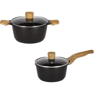 SILVERCREST® Aluguss-Topf, Ø 20 cm / Aluguss-Stielkasserolle, Ø 16 cm