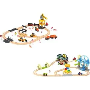 LUPILU® Eisenbahn-Set Baustelle / Eisenbahn-Set Freizeitpark