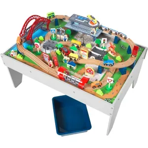 LUPILU® Holzeisenbahn-Spieltisch, 100-teilig