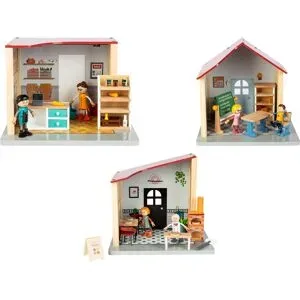 PLAYTIVE Puppenhaus Spielset, aus Echtholz