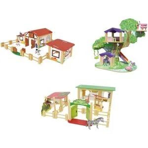 PLAYTIVE Set Bauernhof / Feenbaum / Zoo, aus Holz