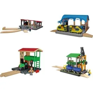 LUPILU® Lokschuppen / Bahnhof / Weichenhäuschen / Verladestation, 13-teilig / 8-teilig / 4-teilig / 15-teilig