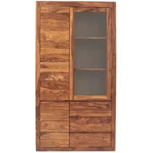 LAKSHMI-indisches-moebelhaus.de Vitrine Tina 100x190x45 aus Sheesham-Massivholz