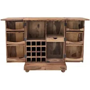LAKSHMI-indisches-moebelhaus.de Aufklappbarer Barschrank 80x105x55 aus indischem Sheesham-Holz