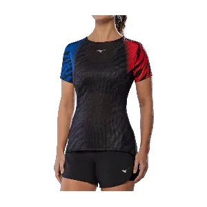 MIZUNO DRYAEROFLOW GRAPHIC TEE Damen Oni Red/Oni Blue M