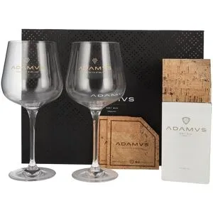 Adamus Dry Gin Organic Limited Edition 2020 44,4% Vol. 0,7l in Geschenkbox mit 2 Gläsern & Kork Untersetzer
