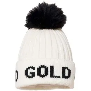 Goldbergh Wollmütze mit Bommel Hodd White/Black für Damen aus Wolle Weiß
