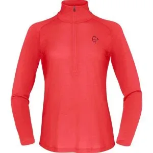 Norrona Merinowoll-Oberteil Femund PureUll Zip Neck W Baked Apple für Damen aus Wolle Größe S Rot