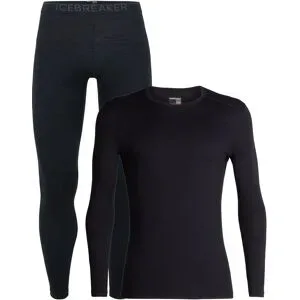 Icebreaker Sous-vêtement en laine de mérinos Pack M Merino 200 Oasis LS Crewe Black für Herren aus Wolle