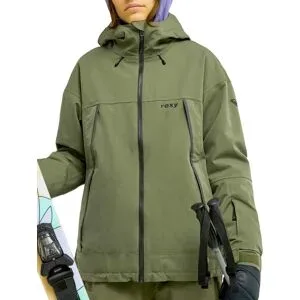 Roxy Veste de ski imperméable 20K Ice Bounded Jacket Beetle für Damen Größe L Khaki