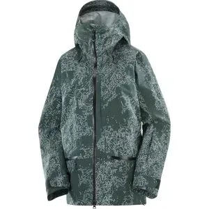 Salomon Wasserdichte Skijacke Absolute 3L Print Jkt W Ao/Green Gables für Damen Größe L Grün