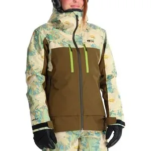 Picture Organic Clothing Wasserfeste und atmungsaktive Jacke Skijacke Exa Jkt Timeless Flower Printed für Damen Größe S Khaki
