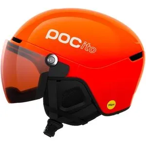 POC Ski /Snowboardhelm mit Visier ito Obex Visor Fluorescent Orange/Clarity ito/Partly Sunny  Kindergröße 51-54 cm