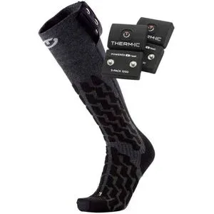 Therm-ic Beheizbare Socken + Batterien Set Heat Fusion Uni + S-1200B  aus Wolle Größe 45-47 schwarz