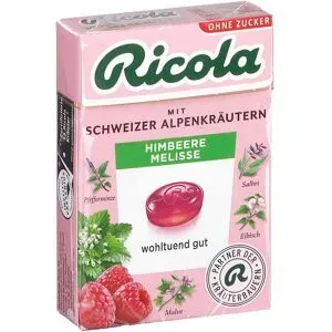 Ricola Himbeere Melisse Bonbons ohne Zucker Box
