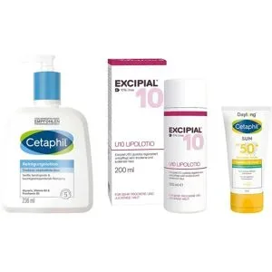 Excipial & Cetaphil Set: Urea-Pflege, Reinigung & UV-Schutz