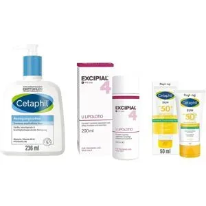 Excipial & Cetaphil Set: Reinigung, Pflege & UV-Schutz